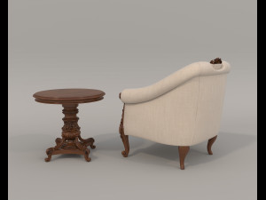 Classic Coffee Table and Armchairs 9 Modello 3D