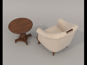 Classic Coffee Table and Armchairs 9 Modello 3D