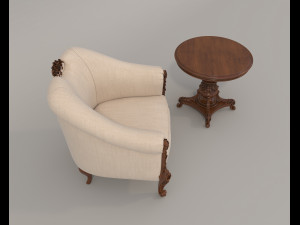 Classic Coffee Table and Armchairs 9 Modello 3D