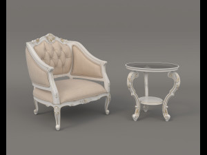 Classic Coffee Table and Armchairs 10 3D Model