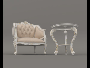 Classic Coffee Table and Armchairs 10 3D Model