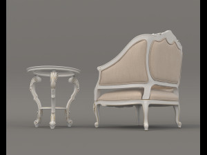 Classic Coffee Table and Armchairs 10 3D Model