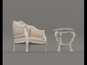 Classic Coffee Table and Armchairs 10 3D Model
