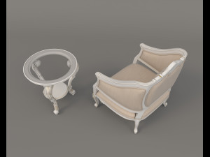 Classic Coffee Table and Armchairs 10 3D Model