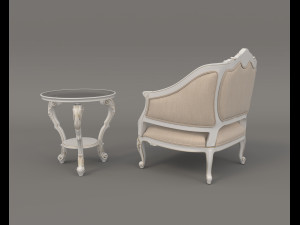 Classic Coffee Table and Armchairs 10 3D Model