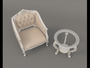 Classic Coffee Table and Armchairs 10 3D Model