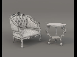 Classic Coffee Table and Armchairs 10 3D Model
