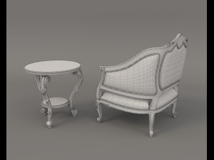 Classic Coffee Table and Armchairs 10 3D Model