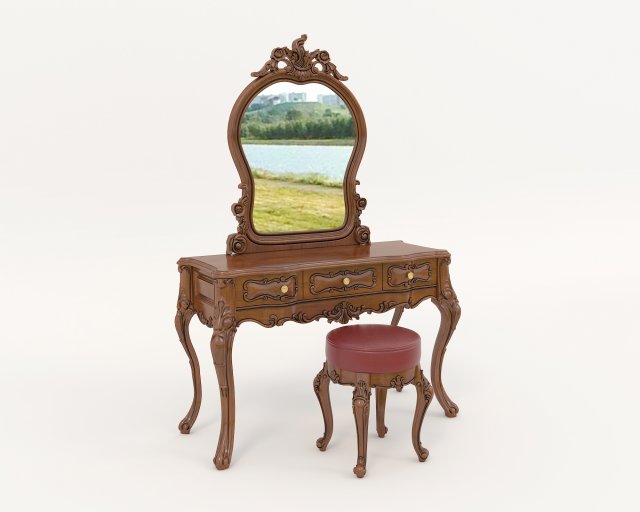 Classic Style Dressing Table 8 3D Model .c4d .max .obj .3ds .fbx .stl .blend
