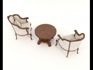 Classic Coffee Table and Armchairs 11 3D Модель