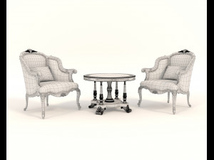 Classic Coffee Table and Armchairs 11 3D Модель