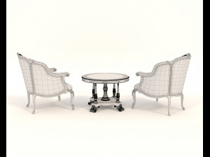 Classic Coffee Table and Armchairs 11 3D Модель