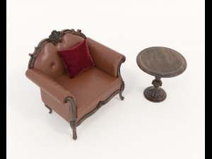 Classic Coffee Table and Armchairs 12 Modelo 3D