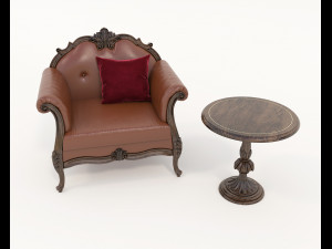 Classic Coffee Table and Armchairs 12 Modelo 3D