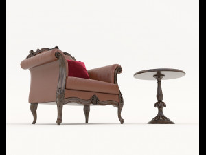 Classic Coffee Table and Armchairs 12 Modelo 3D