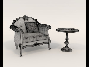 Classic Coffee Table and Armchairs 12 Modelo 3D
