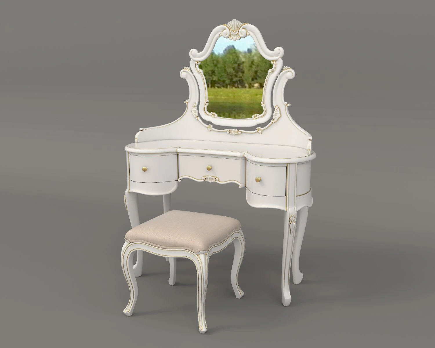 European Style Dressing Table 8 3D Model .c4d .max .obj .3ds .fbx .stl .blend 