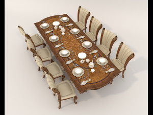 Classic Dining Table and Chairs 17 Modelo 3D