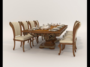 Classic Dining Table and Chairs 17 Modelo 3D