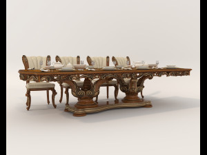 Classic Dining Table and Chairs 17 Modelo 3D