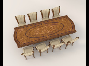 Classic Dining Table and Chairs 17 Modelo 3D