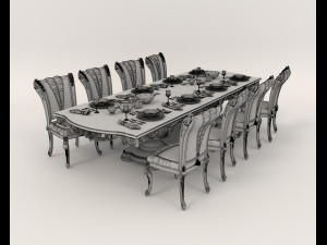 Classic Dining Table and Chairs 17 Modelo 3D