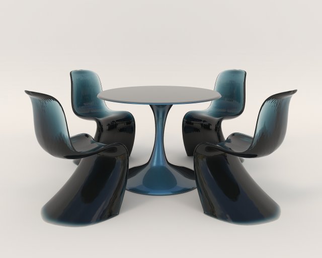 Contemporary Style Table and Chairs 12 3D Model .c4d .max .obj .3ds .fbx .stl .blend 