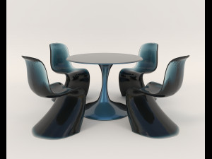 Contemporary Style Table and Chairs 12 Modelo 3D