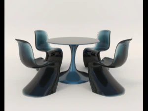 Stół i krzesła w stylu współczesnym 12 Model 3D