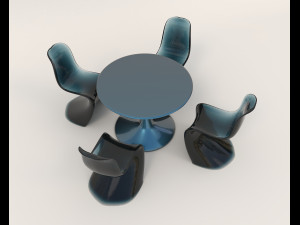 Contemporary Style Table and Chairs 12 3D Model