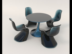 Contemporary Style Table and Chairs 12 3D Model
