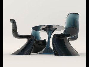 Contemporary Style Table and Chairs 12 3D Model