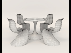 Contemporary Style Table and Chairs 12 3D Model