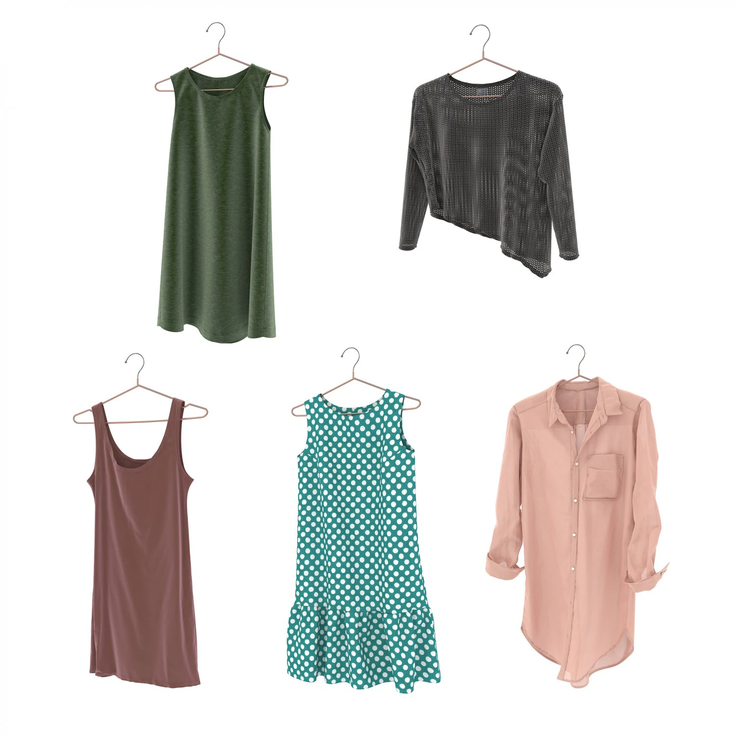 Clothing on Hanger 10 3D Model .c4d .max .obj .3ds .fbx .stl .blend