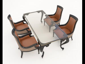 European Style Dining Table and Chairs 15 3D मॉडल