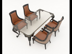 European Style Dining Table and Chairs 15 3D मॉडल