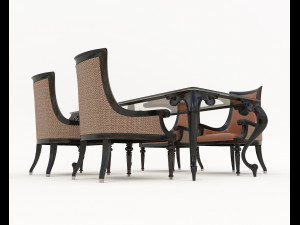 European Style Dining Table and Chairs 15 3D मॉडल