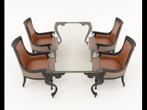 European Style Dining Table and Chairs 15 3D मॉडल