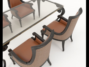 European Style Dining Table and Chairs 15 3D मॉडल