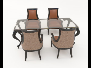 European Style Dining Table and Chairs 15 3D मॉडल