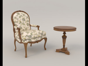 Classic Coffee Table and Armchairs 13 3D Модель