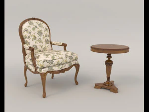 Tavolino e Poltrone Classici 13 Modello 3D