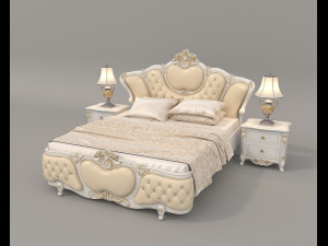 European Style Bed Set 15 3D Model