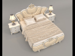 European Style Bed Set 15 3D 모델