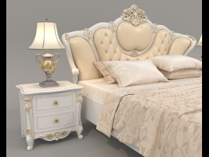 European Style Bed Set 15 3D 모델