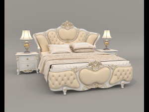 European Style Bed Set 15 3D 모델