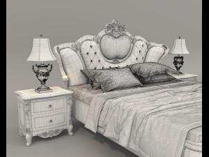European Style Bed Set 15 3D 모델