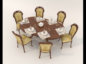 Classic Dining Table and Chairs 18 Modelo 3D