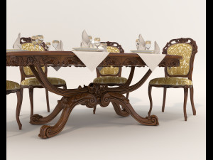 Classic Dining Table and Chairs 18 Modelo 3D