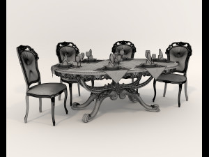 Classic Dining Table and Chairs 18 Modelo 3D